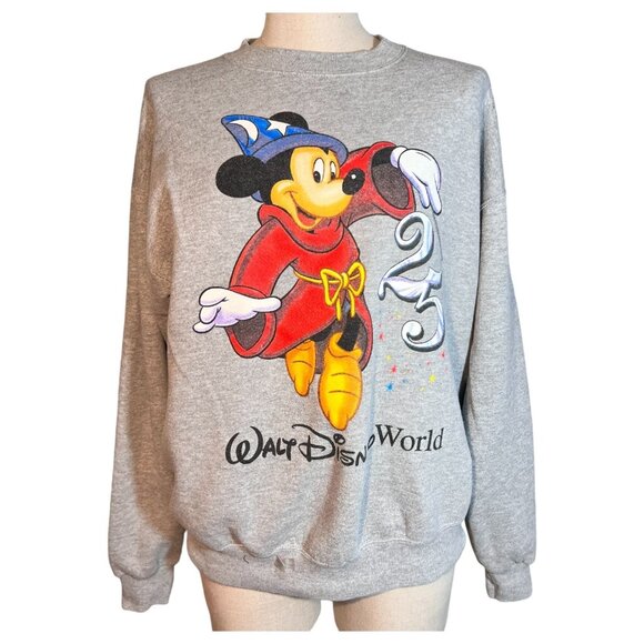 VTG Walt Disney World 25th Anniversary Mickey Mouse Crewneck Sweatshirt Medium - Picture 1 of 9